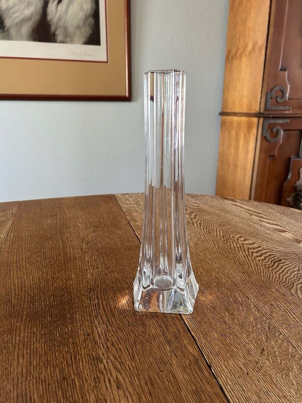 Daum France Clear Crystal Fluted Bud Vase Signed